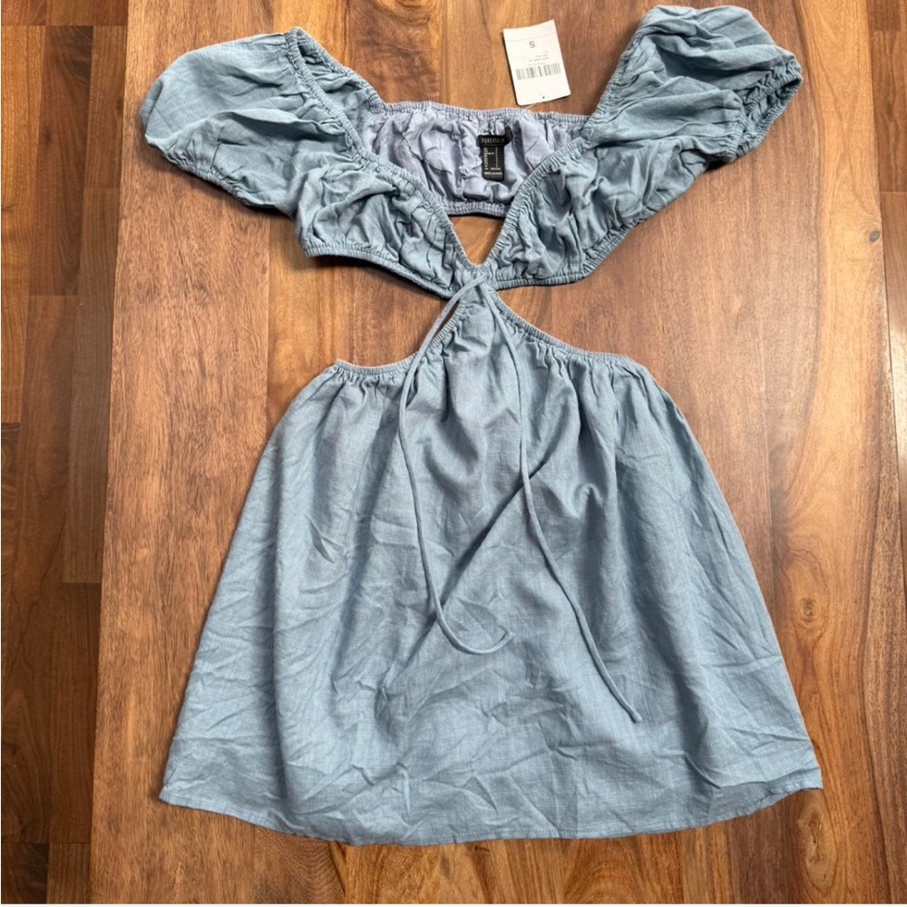 Forever 21 Light Blue Ruched Top